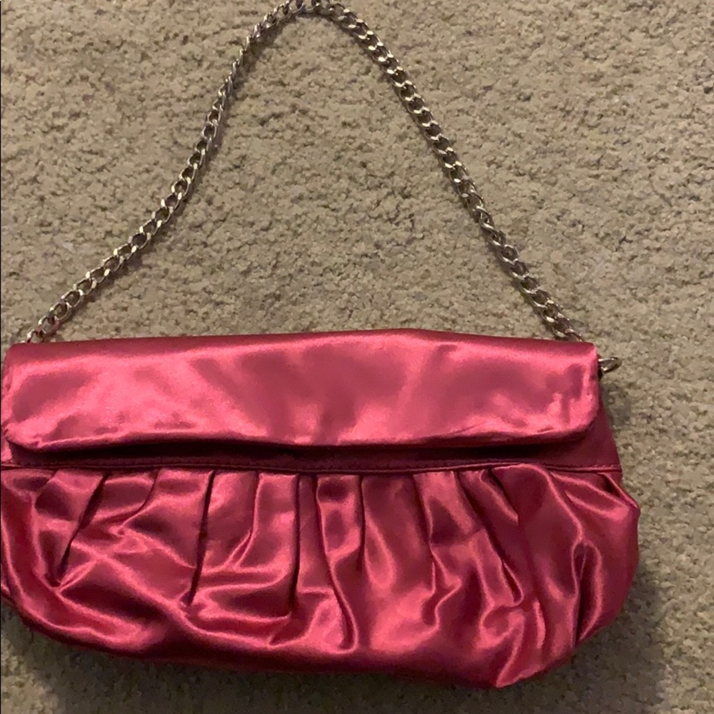 Loft Pink satin clutch
